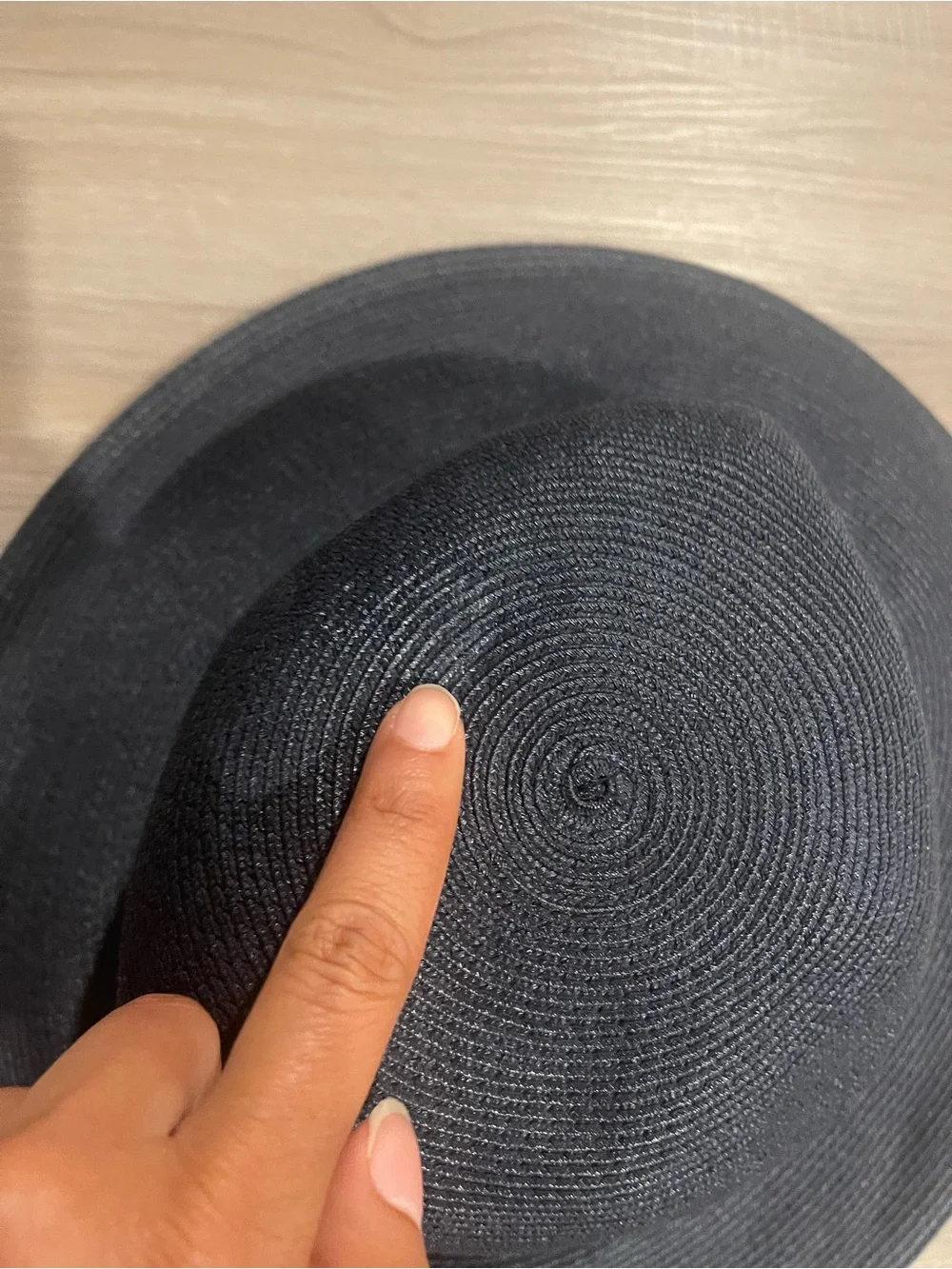 Vintage   Eric javits  Wide Brim Straw Sun Hat in Dark Navy - Picture 3 of 6